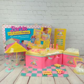 Vintage Barbie Ice Cream Shoppe Mattel 3653 Box Accessories 1986