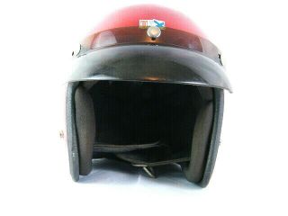 Vintage 60 ' s TKX Red Sparkle Metal Flake GP - 2 Motorcycle Helmet With Smoke Visor 3