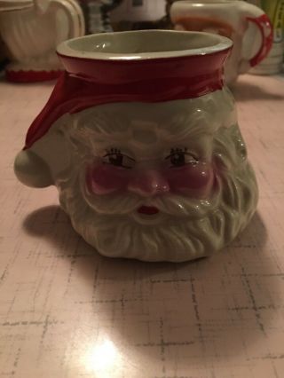 Vintage Christmas Santa Claus Ceramic Planter Head Vase 4”
