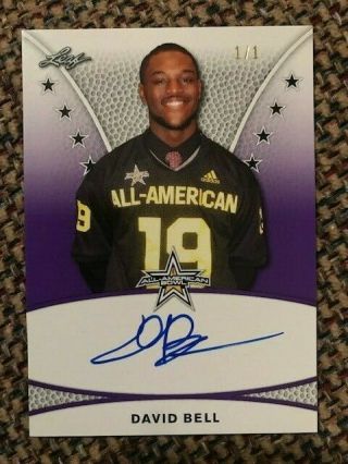 David Bell Purdue 2019 Leaf All - American Bowl Tour On Card Purple Auto 1/1 Wow