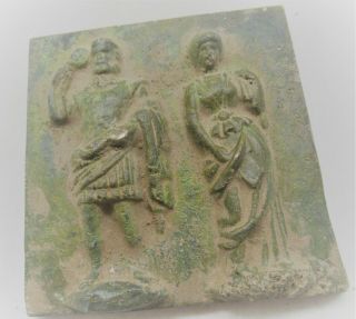 Circa 200 - 300ad Ancient Roman Bronze Plaque Depicting Venus And Gladiator Rare