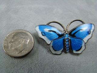 Vintage Norway Norwegian Opro Sterling Silver Enamel Butterfly Pin Or Brooch