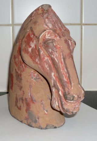 Chinese Han Dynasty Pottery Horse Head Traces Of Finish