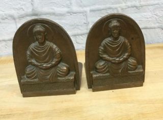 Antique Tiffany Studios York Bronze Buddha Bookends Ltc 1025