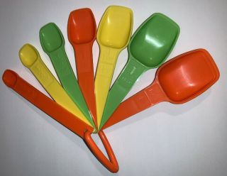 Vintage Tupperware Nesting Measuring Spoons Harvest Complete Set 1266 - 1272