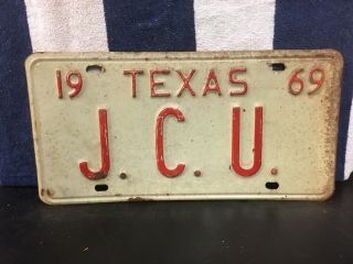 Vintage 1969 Texas Vanity License Plate (j C U)