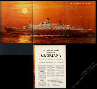 1960 Ss Oriana Ocean Liner Ship Big Photo Maiden Voyage P&o Orient Lines Ad