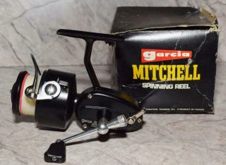 Vtg.  Garcia Mitchell 300 Spinning Fishing Reel W Box - Made In France -