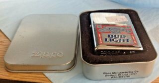 Zippo Bud Light Label Budweiser Anheuser Busch High Polish Chrome 2000 Lighter
