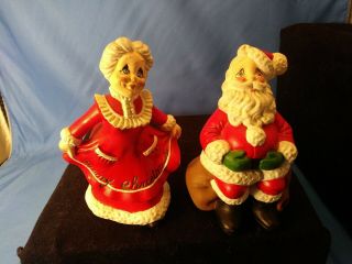 Vintage Mr.  And Mrs.  Santa Claus Atlantic Mold Ceramic Figures Christmas