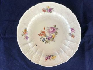 Fine Antique Meissen Porcelain Hand Painted Floral Cabinet Plate.  2.