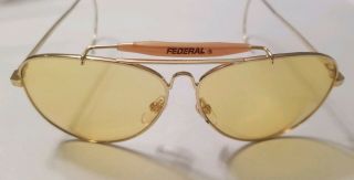 Rare Vintage Federal Yellow Aviator Style Shooting Glasses Grade A1