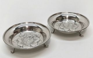 Baldwin & Miller Sterling Silver 925 Hand Chased Roses 2 Footed Dishes