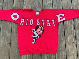 Vtg Ohio State Buckeye Brutus Spell Out Sweatshirt Men’s Size Large Made In Usa