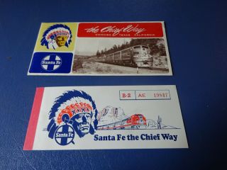 1970 Santa Fe The Chief Way Railroad Ticket And Envelope