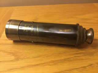 Antique Three Draw Brass Telescope Made By W.  Ottway Of Ealing London