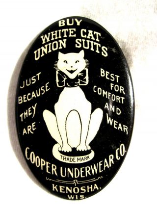 Antique Advertising Pocket Mirror Cooper Underwear Buy White Cat Union Suits