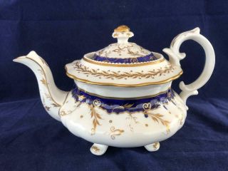 Good Antique Coalport / Ridgway Bone China Hand Painted Teapot.  C1840.