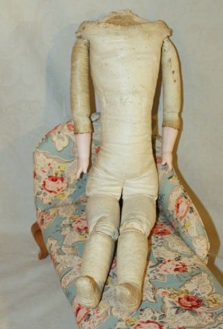 Antique German Kid Leather Doll Body For Bisque Head Doll