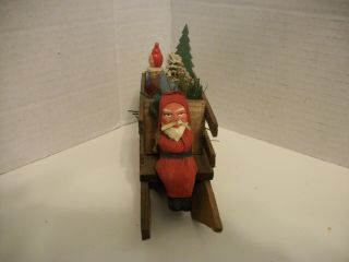 Antique German Compo Santa On Wooden Sled With Toys Cute