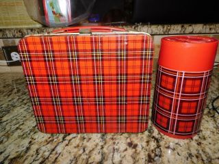 Vintage Rare 1960 School Girl Plaid Metal Lunchbox And Thermos L@@k