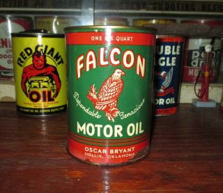 Vintage Falcon Motor Oil - One Quart Metal Motor Oil Can - Empty