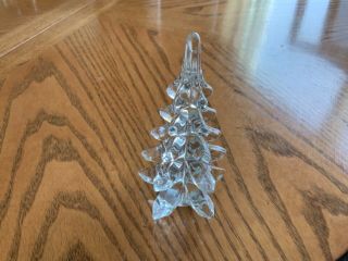Vintage Solid Crystal Clear Glass 6 - 5/8 " Christmas Tree Figurine