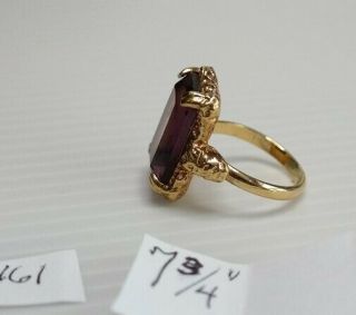 161 Vintage Sarah Coventry Cocktail Ring Amethyst/Gold Size 7.  75 3