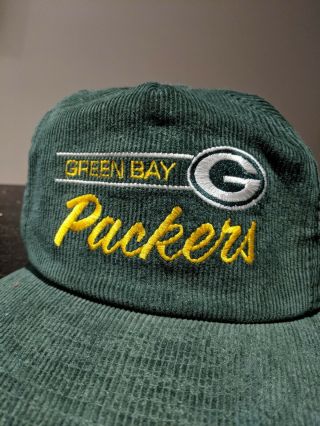 Vintage 80’s Green Bay Packers Corduroy Snapback Annco Cap - Hat -