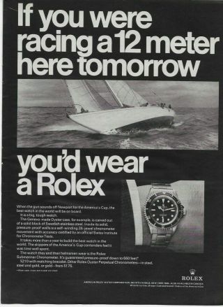 1967 Rolex Submariner Chronometer Watch Boat Racing Vintage Print Ad