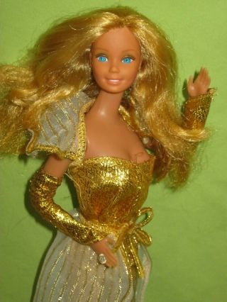 Vintage Superstar Era 1980 Golden Dream Barbie Doll In Outfit With Armlets &ring