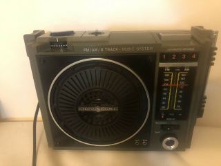 1970s General Electric Ge 3 - 5507b Am/fm 8 Track Vintage Portable Radio