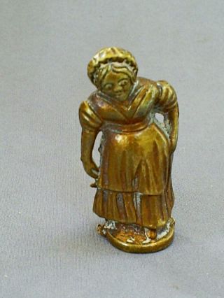 Antique Dickens Figural Brass Pipe Tamper & Matchstriker/sarah Or Sairey Gamp