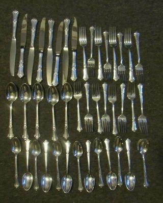Vintage 42 Piece Sterling Silver Flatware Set By State House In Stately Pattern