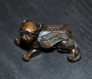 Antique Chinese Bronze Monster Scroll Weight,  19th Century.  Qing Dynasty,  Rare.