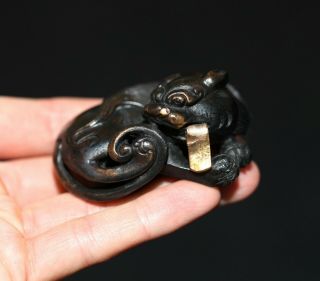 Antique Chinese Bronze Scholars Scroll Weight,  19th Century.  Qing Dynasty.  Rare.