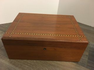 Antique Humidor Box Mahogany Type Wood,  Inlaid Wood,  Cedar - Lined,  Pattberg Ny