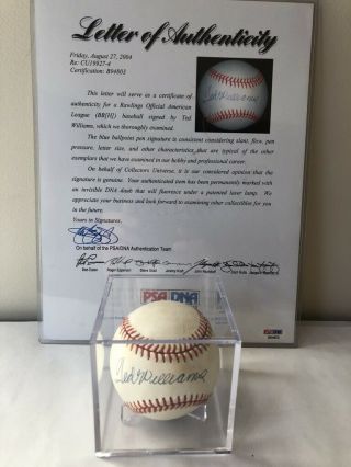 Ted Williams Signed Autographed Baseball Psa Dna Authentication