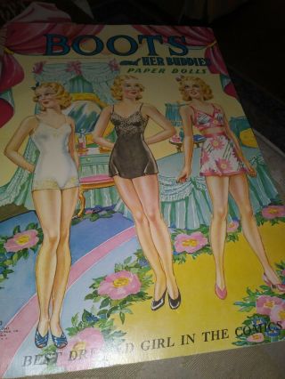 Vintage 1943 Boots And Her Buddies Paper Dolls Book Saalfield Orig Uncut