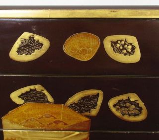 D491: Really old Japanese tier of lacquered boxes JUBAKO with MAKIE in Edo era 3