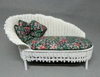Vintage P.  Taylor Wicker Fainting Couch - Artisan Dollhouse Miniature 1:12