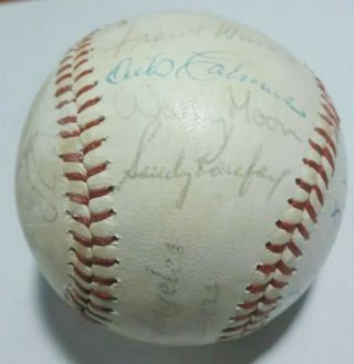 1963 La Dodgers World Champs Team Signed Baseball 25 Sigs Koufax/drysdale