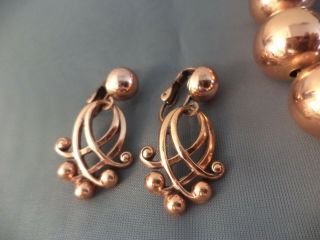 VINTAGE RENOIR Copper Earrings Signed and Copper Necklace Costume Jewelry 2