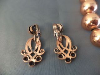 VINTAGE RENOIR Copper Earrings Signed and Copper Necklace Costume Jewelry 3