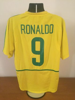 Brazil Home Shirt 2002/04 Ronaldo 9 Large Vintage Rare World Cup