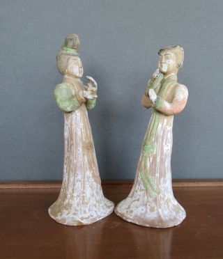 Tang To Ming Pair Female Musicians Attendant Figures Chinese Dynastic Pottery