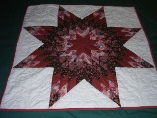 241o Vintage Lone Star Quilt Hand Quilted Dated 1983 Paisley Florals 34 " Square