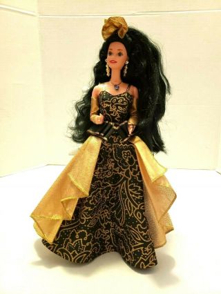 Vtg Mattel 1966 Brunette Barbie Doll Golden/black Dress Long Hair