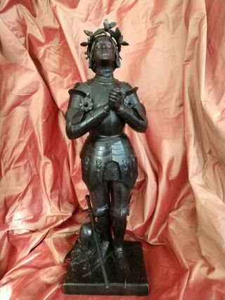 Antonin Mercie 24 " Metal Joan Of Arc Statue Sculpture - Seen On Antique Roadshow