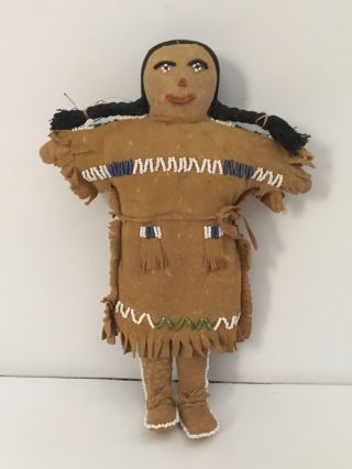 Antique Native American Indian Trade Bead Leather Plains Tribe Doll
